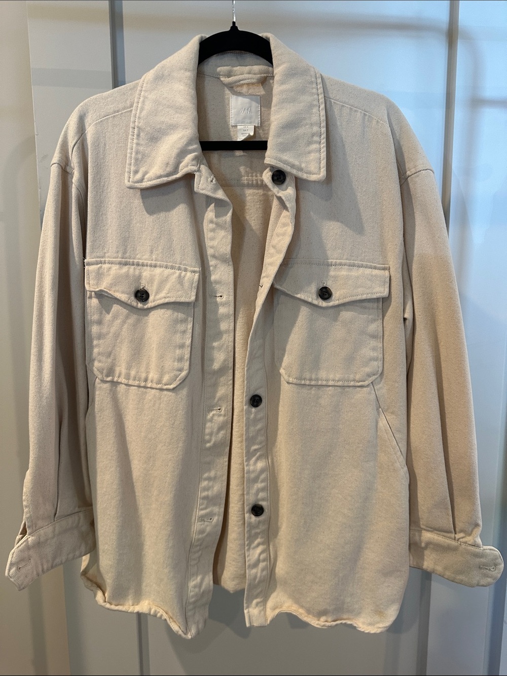 H&M Cream Overshirt Jacket with Chest Pockets